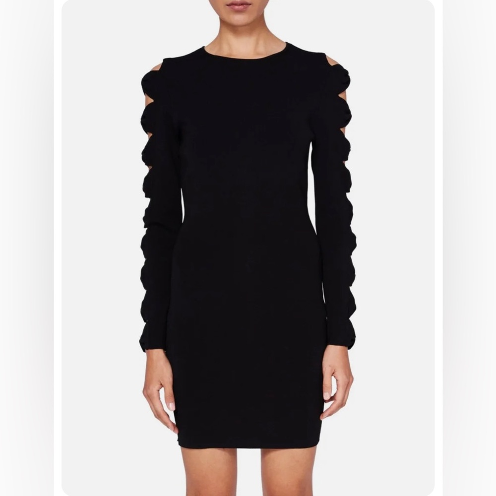 Ted Baker Black Long Sleeve Scallop Cold-Shoulder Dress